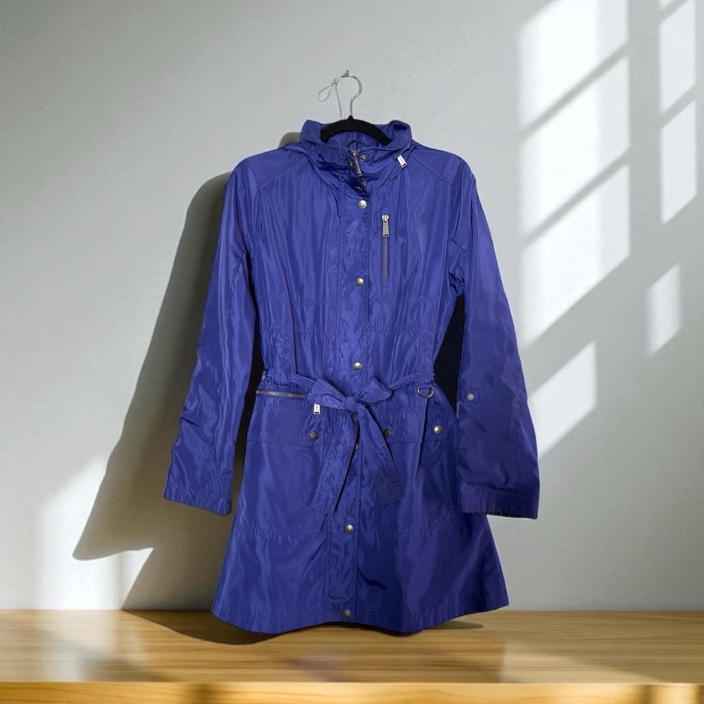 DKNY Royal Blue Lightweight Trench Coat - Picture 3 of 15